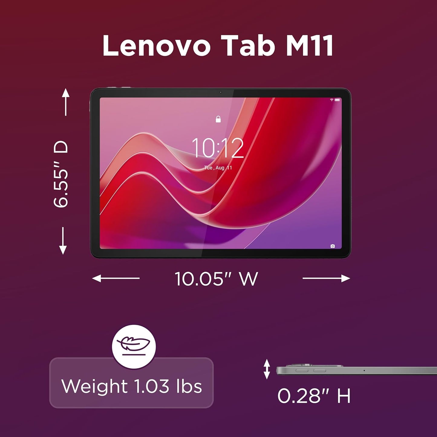 Tab M11, 11” Display, Mediatek Helio G88 Octa-Core, 4GB RAM, 128GB SSD, 1920X1200 Px, Ambient Light-Sensor, 10 Hour Battery, Comes W/Folio Case, Luna Grey